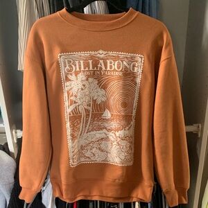 Billabong Rust Coloured Graphic Crewneck Sweater